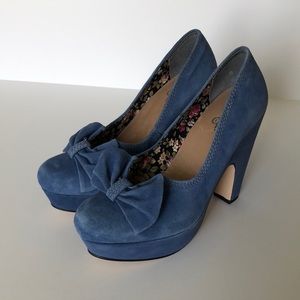 Anthropologie Seychelles blue suede platform sz 8